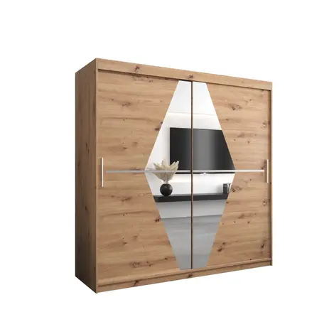 Buy Boliwia Sliding Door Wardrobe 200cm, Colour: Oak Artisan, Width: 200 from Furnituretta
