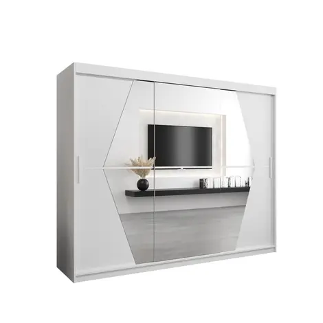 Buy Boliwia Sliding Door Wardrobe 250cm, Colour: White, Width: 250 from Furnituretta