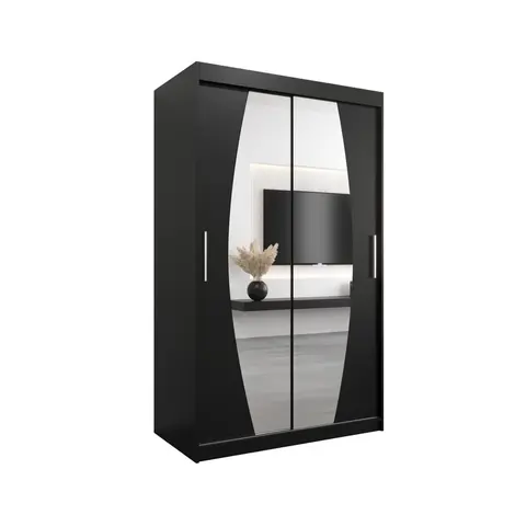 Buy Elypse Sliding Door Wardrobe 120cm, Colour: Black, Width: 120 from Furnituretta