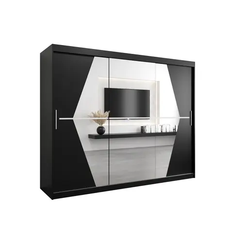 Buy Boliwia Sliding Door Wardrobe 250cm, Colour: Black, Width: 250 from Furnituretta