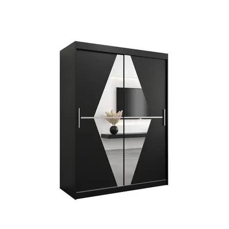 Buy Boliwia Sliding Door Wardrobe 150cm, Colour: Black, Width: 150 from Furnituretta