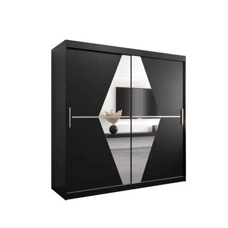 Buy Boliwia Sliding Door Wardrobe 200cm, Colour: Black, Width: 200 from Furnituretta
