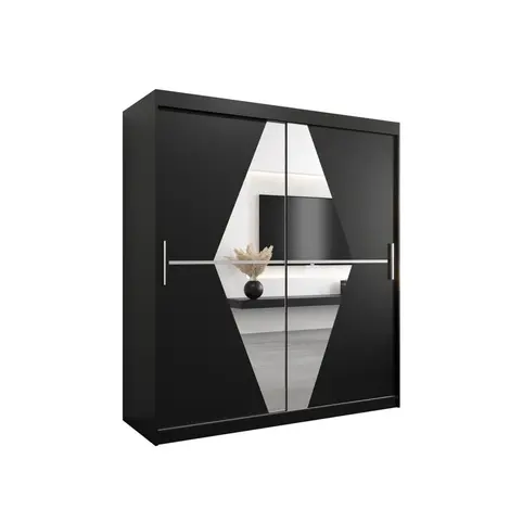 Buy Boliwia Sliding Door Wardrobe 180cm, Colour: Black, Width: 180 from Furnituretta