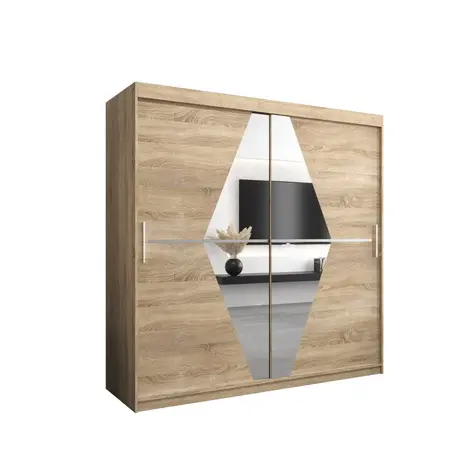 Buy Boliwia Sliding Door Wardrobe 200cm, Colour: Oak Sonoma, Width: 200 from Furnituretta