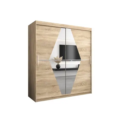 Buy Boliwia Sliding Door Wardrobe 180cm, Colour: Oak Sonoma, Width: 180 from Furnituretta