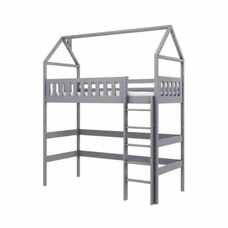 Buy Otylia Loft Bed, Colour: Grey, Mattresses: Foam Mattress from Furnituretta