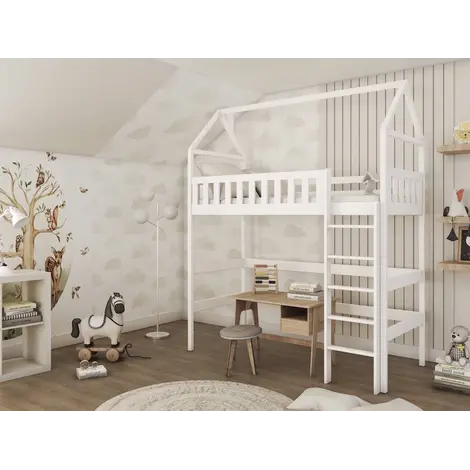 Buy Otylia Loft Bed, Colour: White, Mattresses: Foam Mattress from Furnituretta