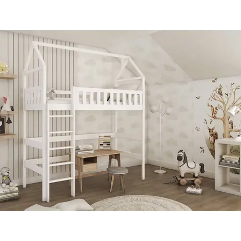 Buy Otylia Loft Bed, Colour: White, Mattresses: Foam/Bonnell Mattress from Furnituretta