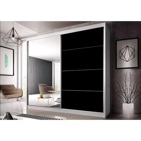 Buy Multi 31 Sliding Mirror Door Wardrobe 233cm, Colour: White Matt, Width: 233 from Furnituretta