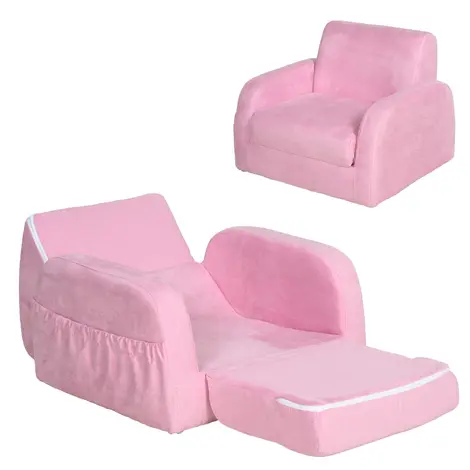 Buy Homcom 2 In 1 Kids Armchair Sofa Bed Fold Out Padded Wood Frame from Furnituretta