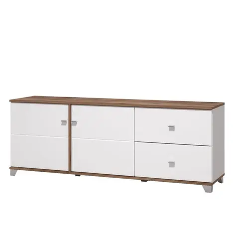 Buy March White Gloss & Warm Oak TV Unit - Modern Style from Furnituretta