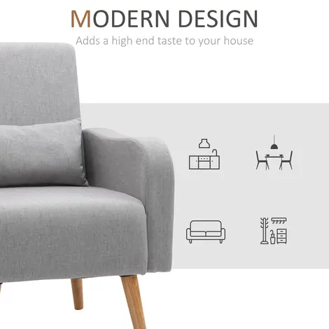 Homcom Accent Chair, Linen-Touch Armchair with Wooden Frame, Grey, 6 for sale Buy Homcom Accent Chair, Linen-Touch Armchair with Wooden Frame, Grey, 6 from Furnituretta