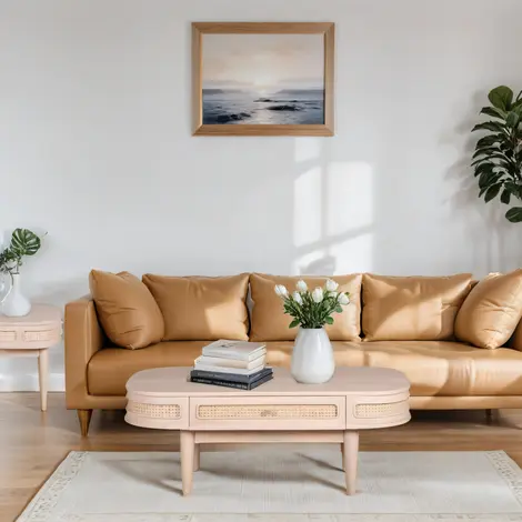 Buy Handcrafted Valencia Cane and Mango Wood Coffee Table Design from Furnituretta