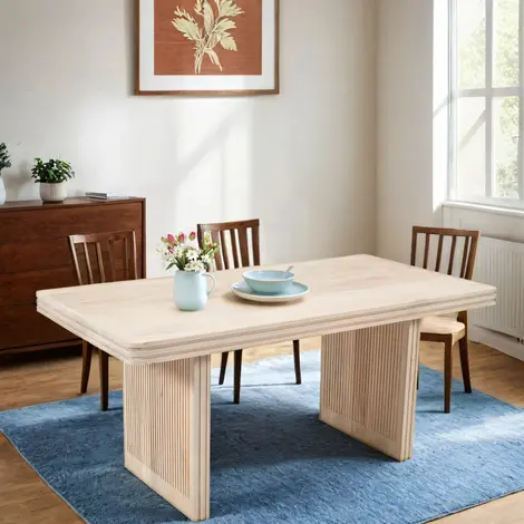 Buy Durable Hudson Carved Mango Wood Dining Table 6-Seater from Furnituretta