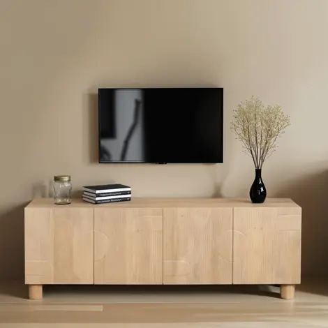 Buy Austin Large Low Board TV Cabinet Solid Wood Furniture from Furnituretta