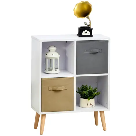 Buy Homcom Freestanding 4 Cube Storage Cabinet Unit 2 Fabric Drawers from Furnituretta