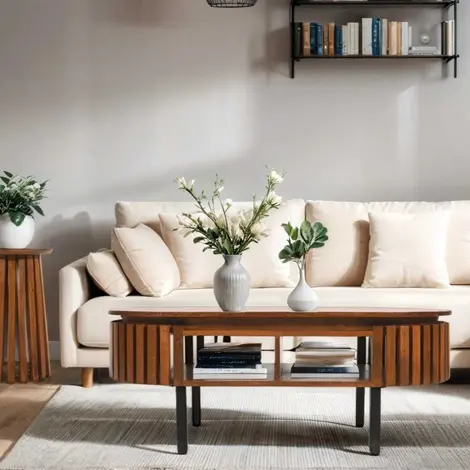 Buy Stylish Slatted Mango Wood Coffee Table from Furnituretta