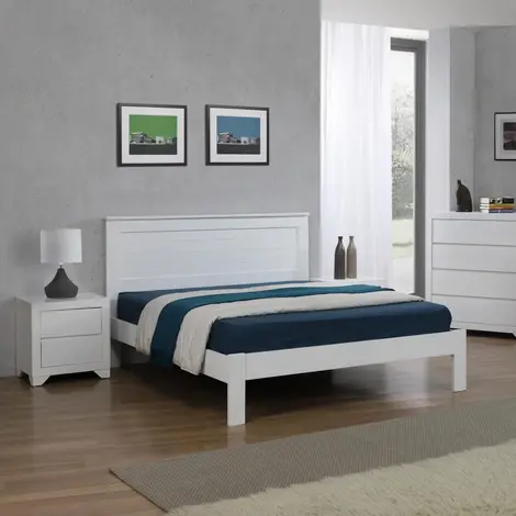 Buy Etna Double Bed: White Solid Wood, Size: Double from Furnituretta