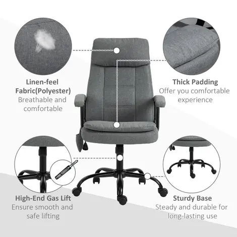 Vinsetto 2-Point Massage Office Chair Linen-Look Ergonomic, 8 for sale Buy Vinsetto 2-Point Massage Office Chair Linen-Look Ergonomic, 8 from Furnituretta