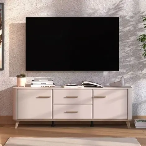 Buy Enhance Your Living Space with the Didcot Cashmere & Oak Effect TV Unit from Furnituretta