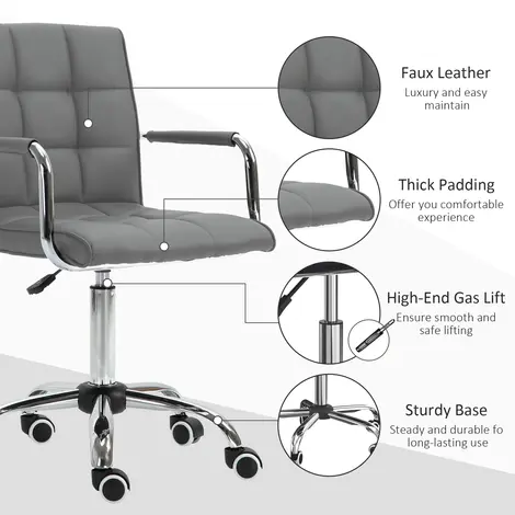 Vinsetto Mid Back PU Leather Home Office Desk Chair Swivel, 6 for sale Buy Vinsetto Mid Back PU Leather Home Office Desk Chair Swivel, 6 from Furnituretta