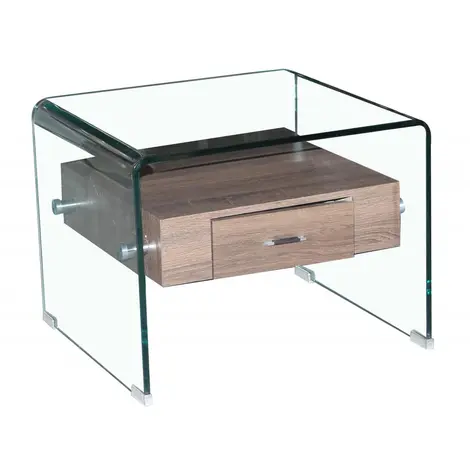 Buy Angola Clear Lamp Table with Drawer from Furnituretta