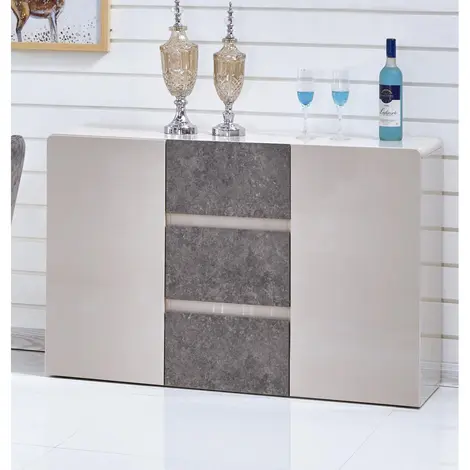Buy Belarus High Gloss Sideboard Cream & Stone from Furnituretta