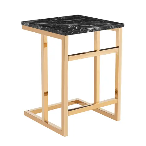 Buy Camelot Marble Effect Lamp Table with Golden Chrome Base from Furnituretta