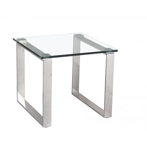 Buy Carter Glass Lamp Table with Stainless Steel Legs from Furnituretta