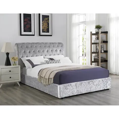 Buy Casablanca Storage Crushed Velvet King Size Bed Grey from Furnituretta