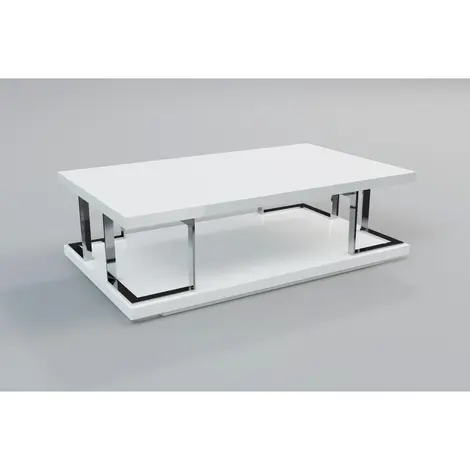 Buy Celtic High Gloss Coffee Table White & Stainless Steel from Furnituretta