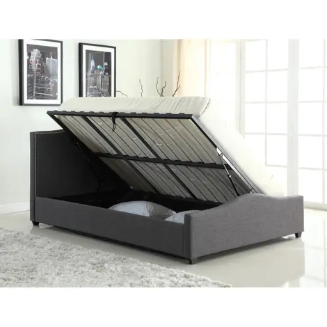 Buy Elle Storage Linen King Size Bed Grey, Colour: Grey, Size: King Size from Furnituretta