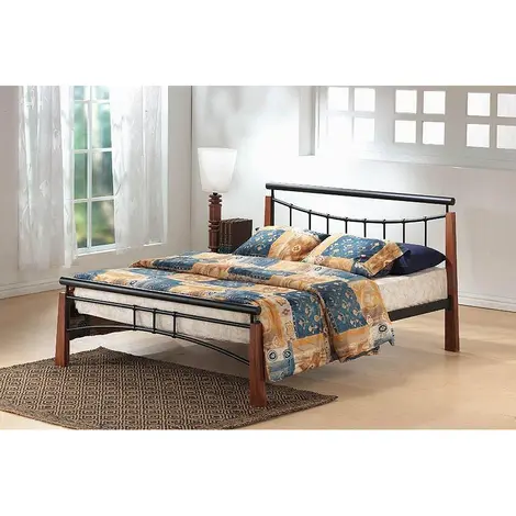 Buy Franklin Bed Double Black/Dark Oak, Size: Double from Furnituretta