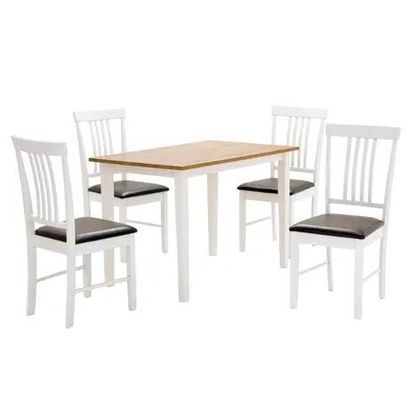 Buy Massa White Medium Dining Set with 4 Chairs Oak & White from Furnituretta