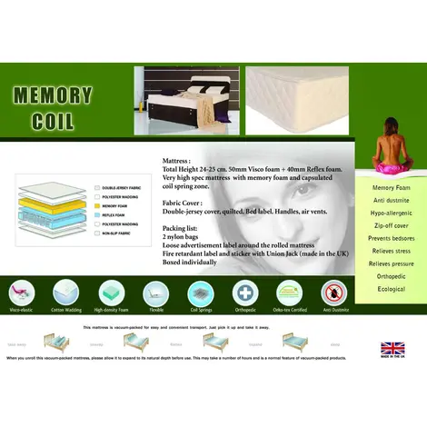 Buy Memory Coil Mattress Single from Furnituretta