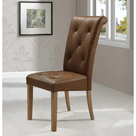 Buy Nicole PU Solid Rubberwood Chair Brown Two Tone from Furnituretta