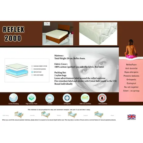 Buy Reflex 2000 Mattress Double, Size: Double from Furnituretta