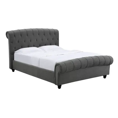Buy Santafe Linen Fabric Bed – Double Size in Grey, Size: Double from Furnituretta