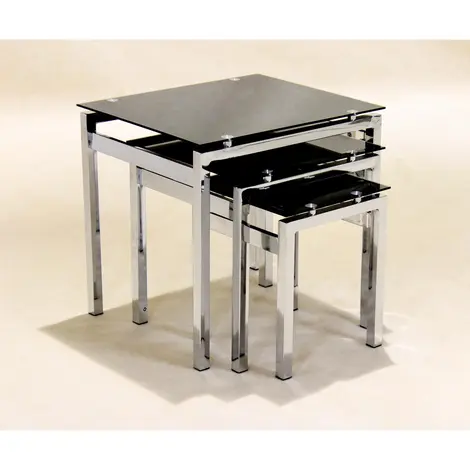 Buy Eton Nest of Tables Chrome/Black Glass JOA262 from Furnituretta