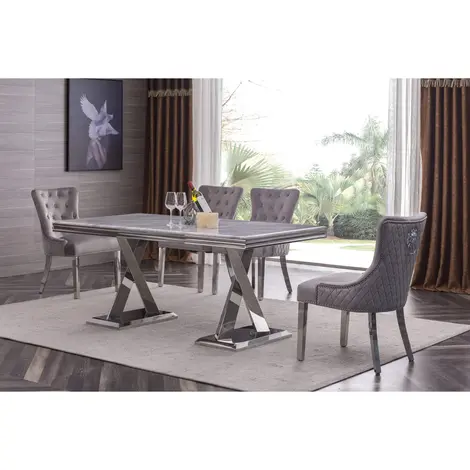 Buy Plato Marble Dining Table with Stainless Steel Base from Furnituretta