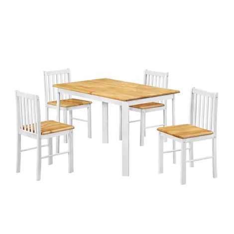Buy Sheldon Dining Set with 4 Chairs Natural Oak & White from Furnituretta