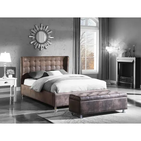 Valencia Fabric King Size Bed Brown Antique, Colour: Brown, Size: King Size for sale Buy Valencia Fabric King Size Bed Brown Antique, Colour: Brown, Size: King Size from Furnituretta