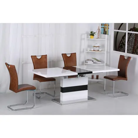 Buy Vienna High Gloss Ext Dining Table White & Black from Furnituretta