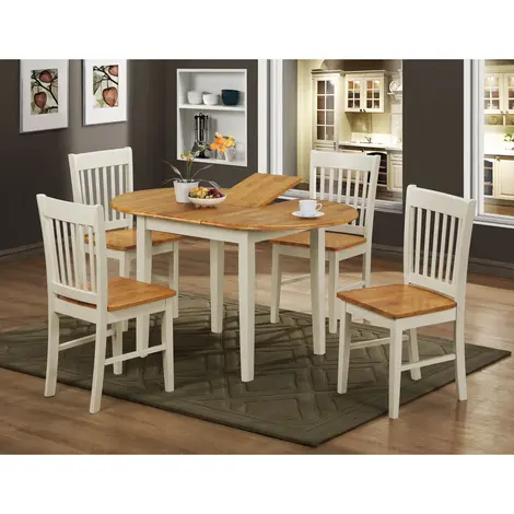 Buy Stacey White Extending Dining Set with 4 Chairs Natural & White from Furnituretta