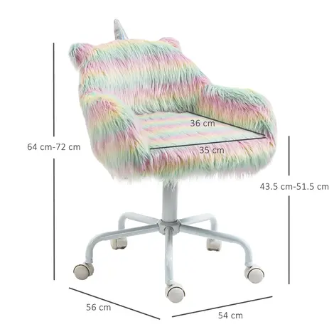 Vinsetto Unicorn Home Office Chair, Height Adjustable Fluffy Desk Chair with Armrests and Swivel Wheels, Colourful, 3 for sale Buy Vinsetto Unicorn Home Office Chair, Height Adjustable Fluffy Desk Chair with Armrests and Swivel Wheels, Colourful, 3 from Furnituretta