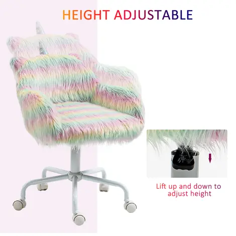 Vinsetto Unicorn Home Office Chair, Height Adjustable Fluffy Desk Chair with Armrests and Swivel Wheels, Colourful, 4 for sale Buy Vinsetto Unicorn Home Office Chair, Height Adjustable Fluffy Desk Chair with Armrests and Swivel Wheels, Colourful, 4 from Furnituretta