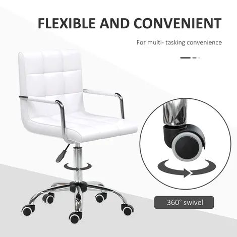 Vinsetto Office Chair, Makeup Vanity Chair, Mid Back Computer Chair, PU Leather, White, 5 for sale Buy Vinsetto Office Chair, Makeup Vanity Chair, Mid Back Computer Chair, PU Leather, White, 5 from Furnituretta