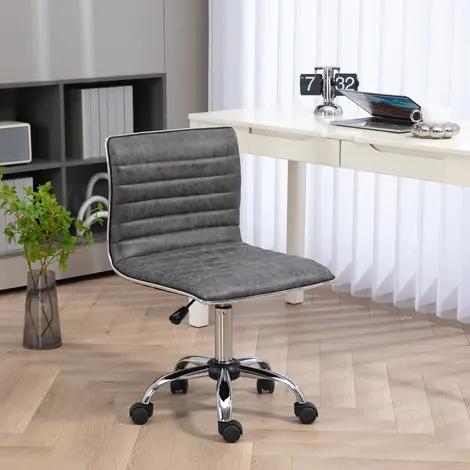 Buy HOMCOM Adjustable Swivel Office Chair with Armless Mid-Back in Microfibre Cloth and Chrome Base - Grey from Furnituretta