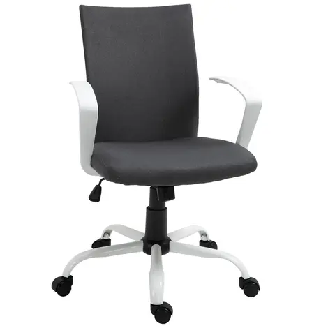 Buy Vinsetto Office Chair Linen Swivel Computer Desk Chair Home Study Task Chair with Wheels, Arm, Adjustable Height, Dark Grey from Furnituretta