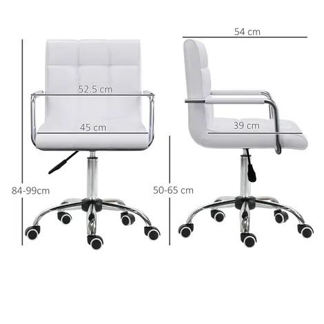 Vinsetto Office Chair, Makeup Vanity Chair, Mid Back Computer Chair, PU Leather, White, 3 for sale Buy Vinsetto Office Chair, Makeup Vanity Chair, Mid Back Computer Chair, PU Leather, White, 3 from Furnituretta
